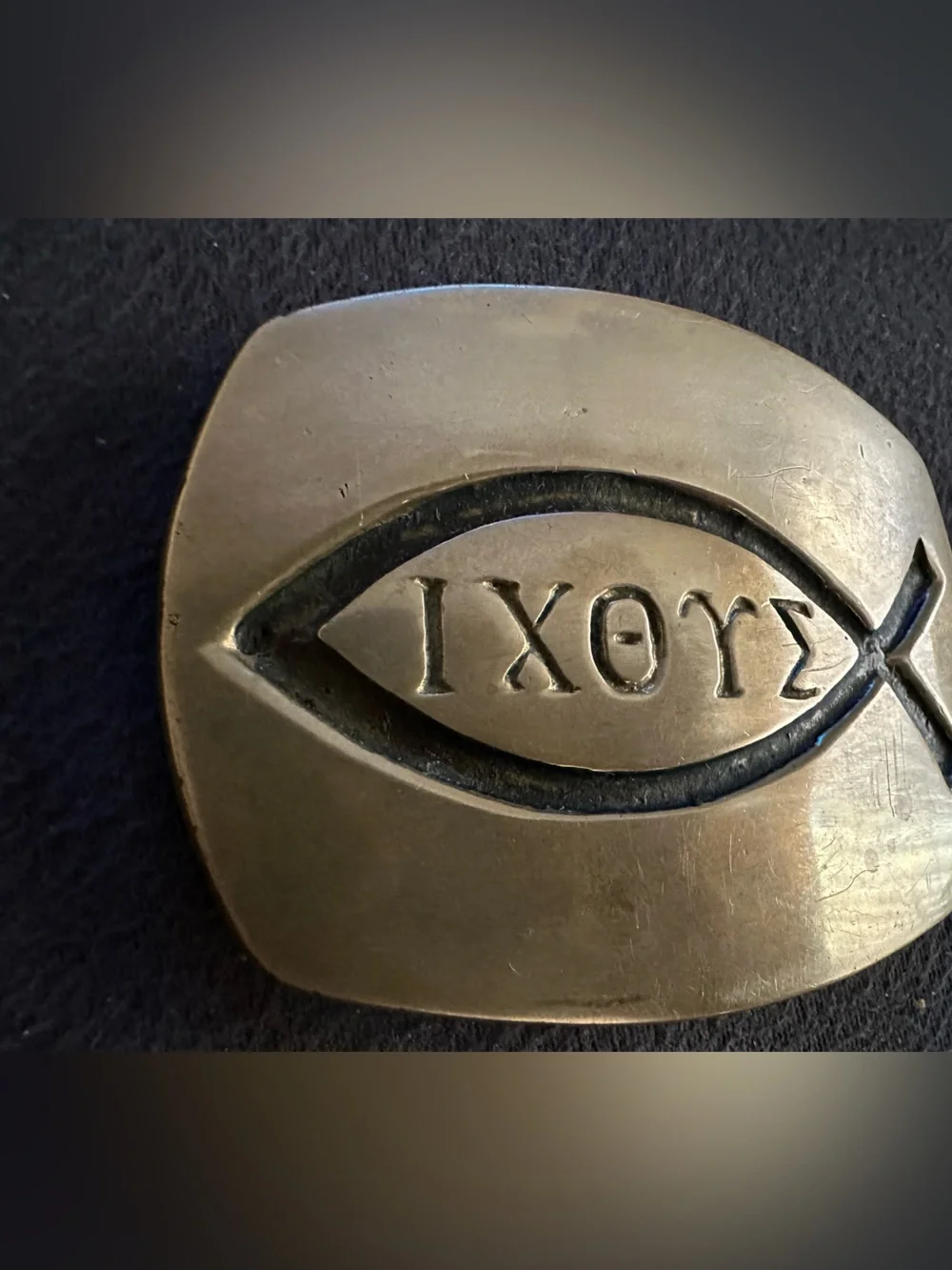 Vintage 70’s Jesus Fish Solid Brass Belt Buckle